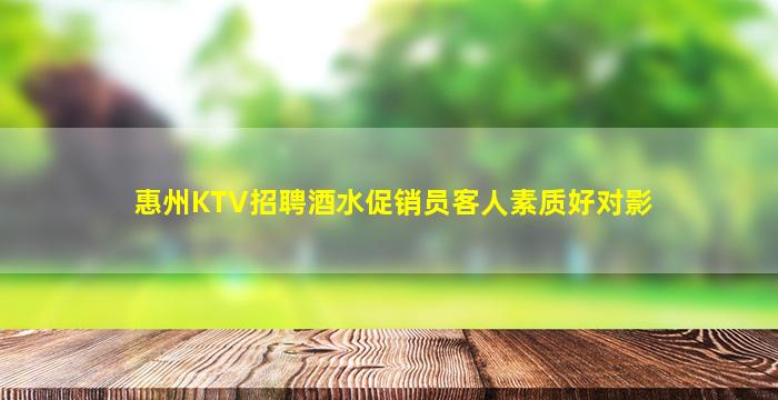 惠州KTV招聘酒水促销员客人素质好对影